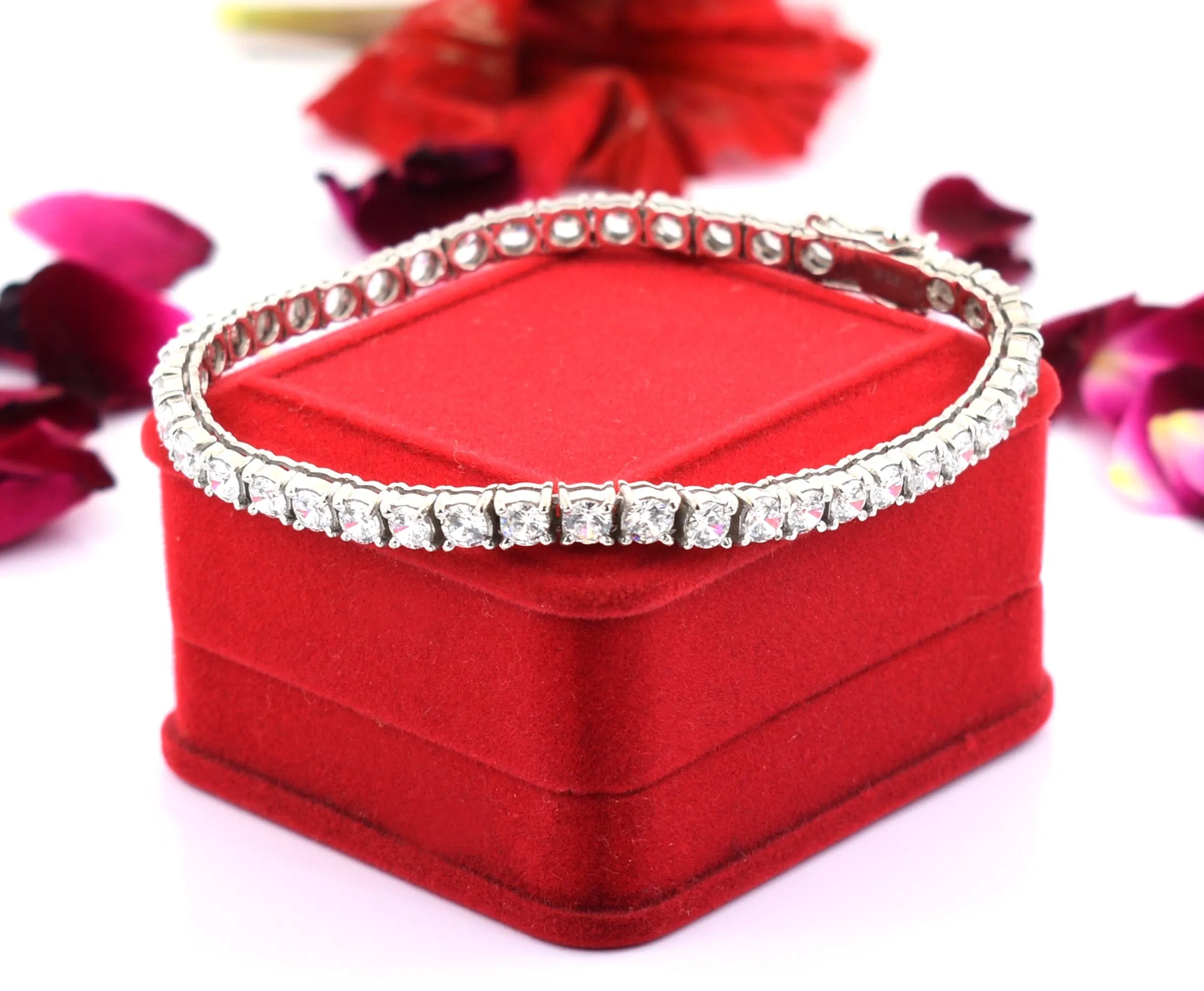 0.10 Carats White Diamonds Tennis Bracelet In 925 Silver, Gorgeous Look & Amazing Collection. AAA Certified