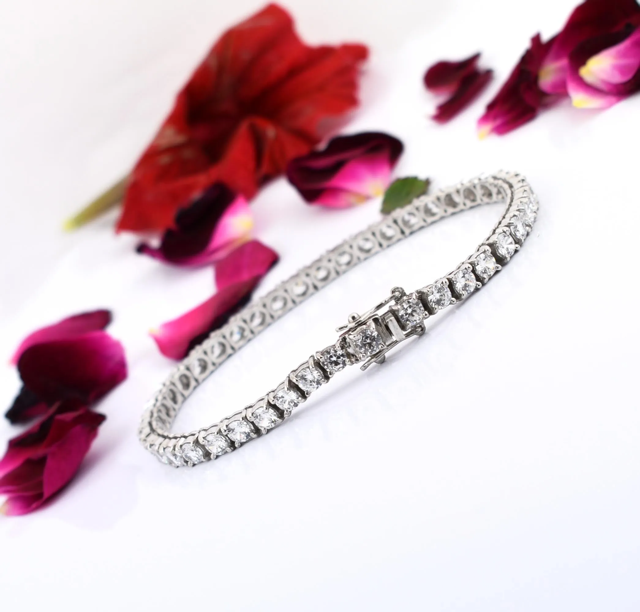 0.10 Carats White Diamonds Tennis Bracelet In 925 Silver, Gorgeous Look & Amazing Collection. AAA Certified