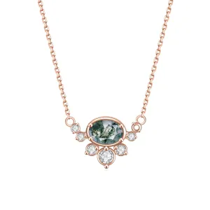 0.79 ctw Oval Cut Natural Moss Agate Necklace
