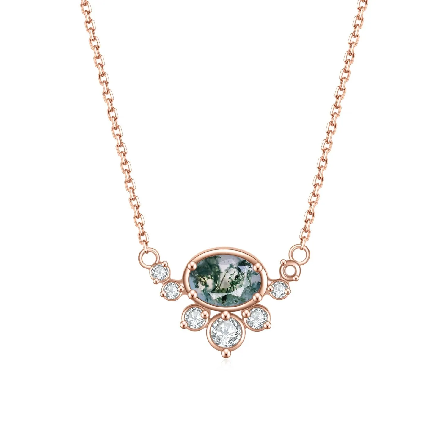 0.79 ctw Oval Cut Natural Moss Agate Necklace