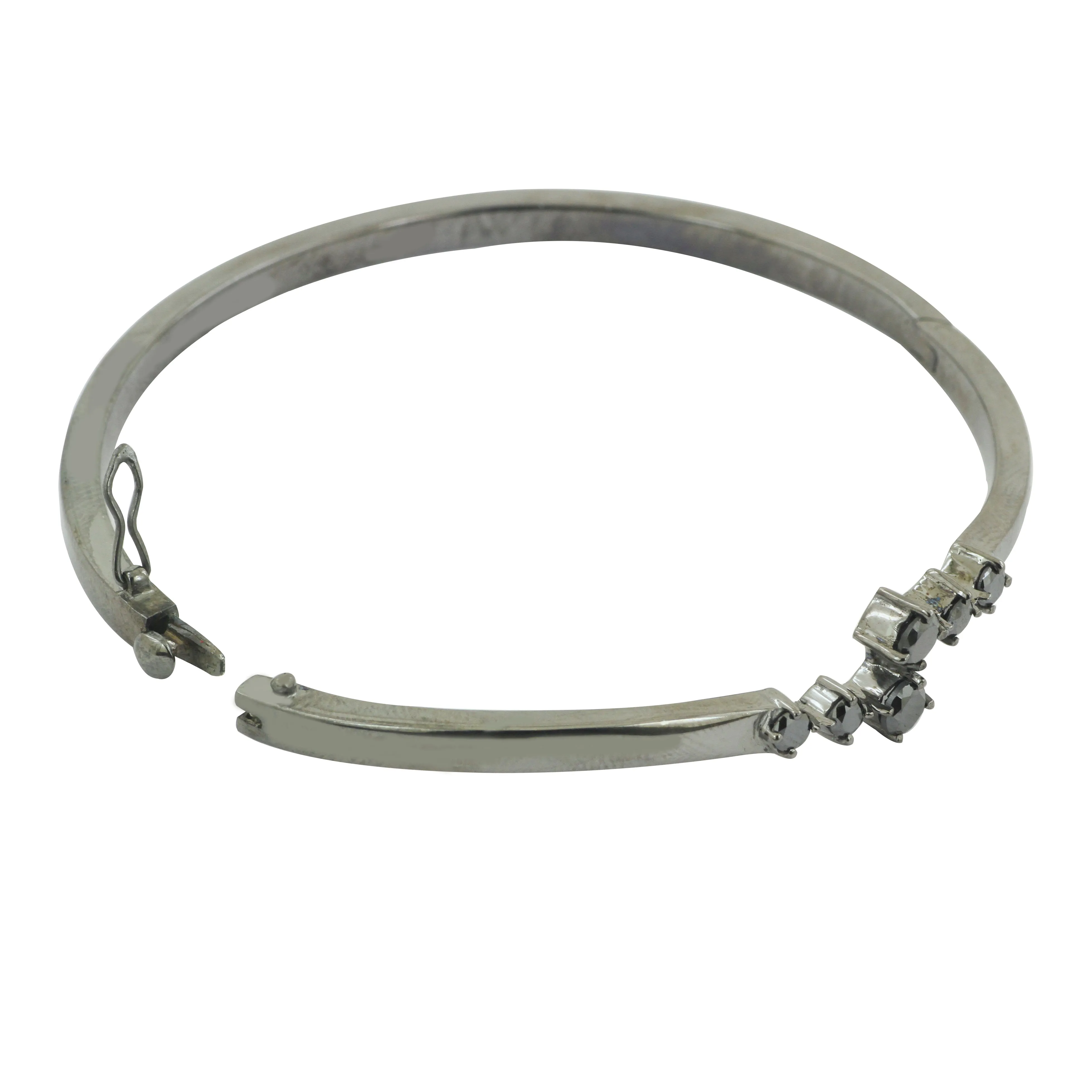 1.00 Carat Certified Black Diamond Bangle Bracelet.Great Sparkle!