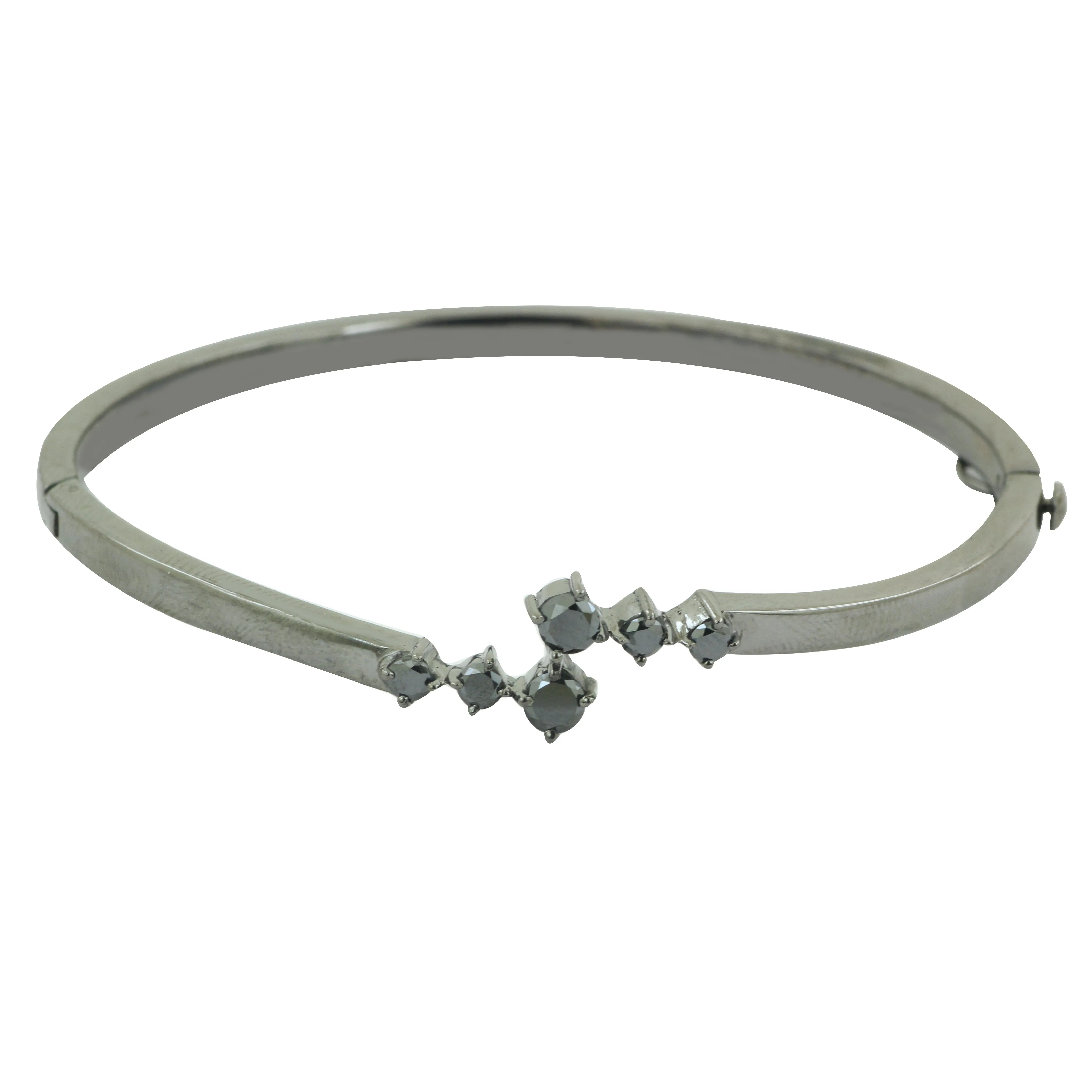 1.00 Carat Certified Black Diamond Bangle Bracelet.Great Sparkle!