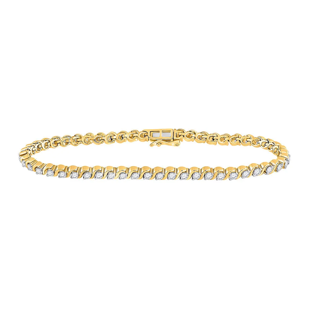 10kt Two-tone Gold Womens Round Diamond Tennis Bracelet 2 Cttw