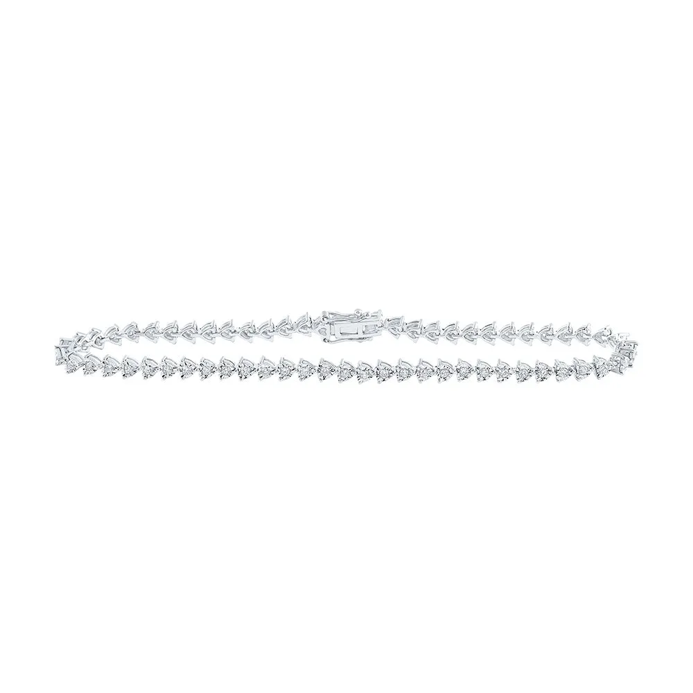 10kt Yellow Gold Womens Round Diamond 7-inch Heart Bracelet 7/8 Cttw