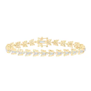 10kt Yellow Gold Womens Round Diamond Butterfly Bracelet 3/4 Cttw