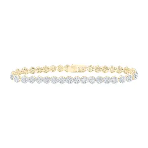10kt Yellow Gold Womens Round Diamond Fashion Bracelet 4-3/8 Cttw