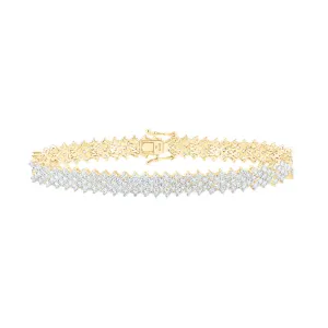 10kt Yellow Gold Womens Round Diamond Fashion Bracelet 7-3/8 Cttw