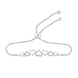 1/10CTW-DIA P2 HEART GIFT BOLO BRACELET (9.50 INCH)