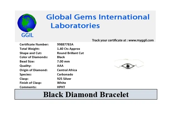 1.40 Ct AAA Certified Black Diamond Evil Eye Bracelet With Black Accents. Latest Collection & Great Shine