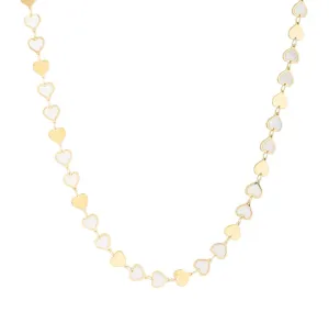 14K MOP Heart Mirror Gem Chain Bracelet