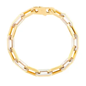 14K Mother of Pearl Paperclip Gem Link Bracelet