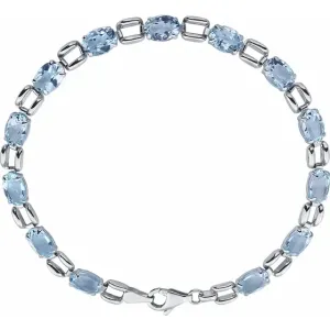 14K White 7x5 mm Oval Sky Blue Topaz 7" Bracelet