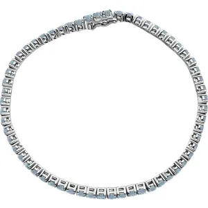 14K White Aquamarine Line 7.25" Bracelet