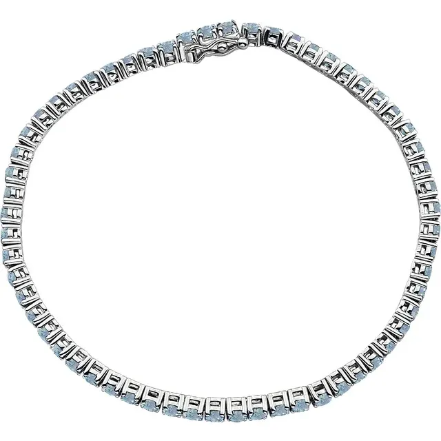 14K White Aquamarine Line 7.25" Bracelet