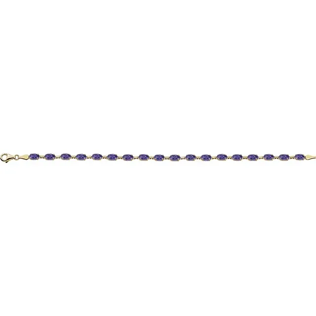 14K Yellow Amethyst 7.25" Bracelet