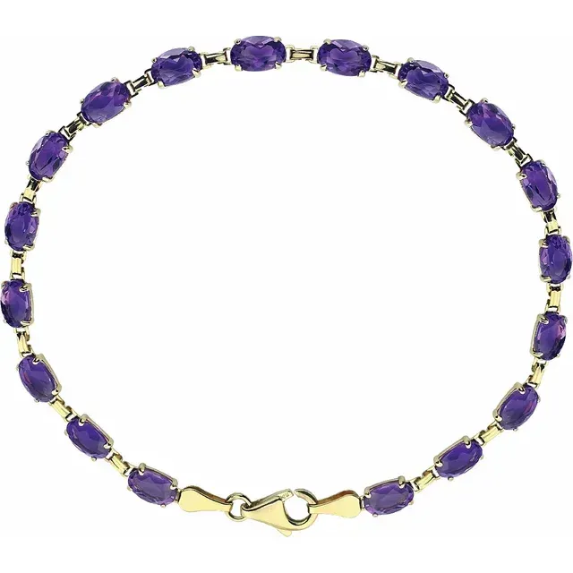14K Yellow Amethyst 7.25" Bracelet