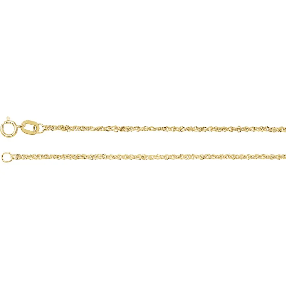 14k Yellow Gold 1.25mm Sparkle Singapore 7" Chain