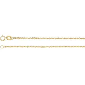 14k Yellow Gold 1.25mm Sparkle Singapore 7" Chain