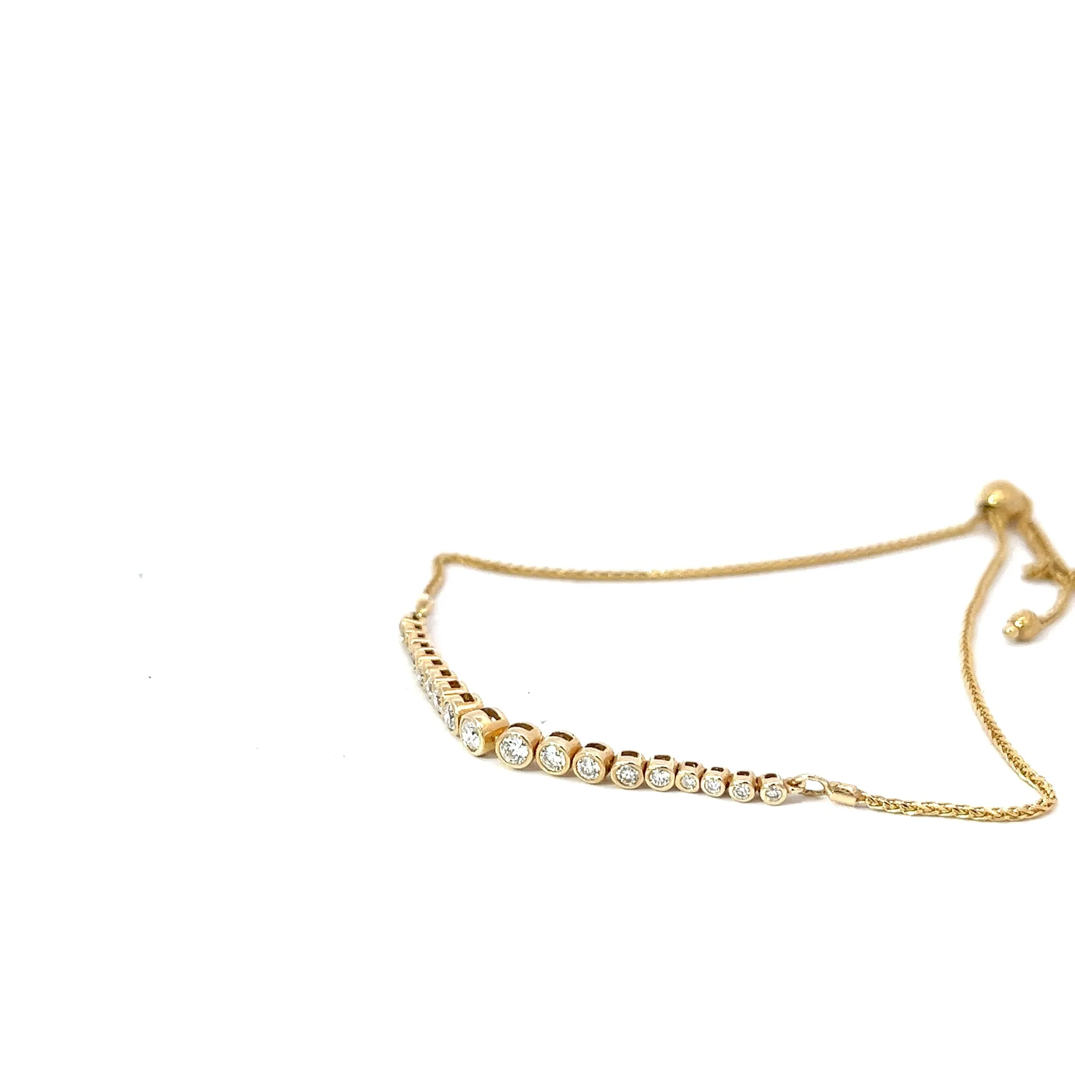 14k Yellow Gold .50ct G VS2 Round Diamond Bezel Set Bolo Bracelet