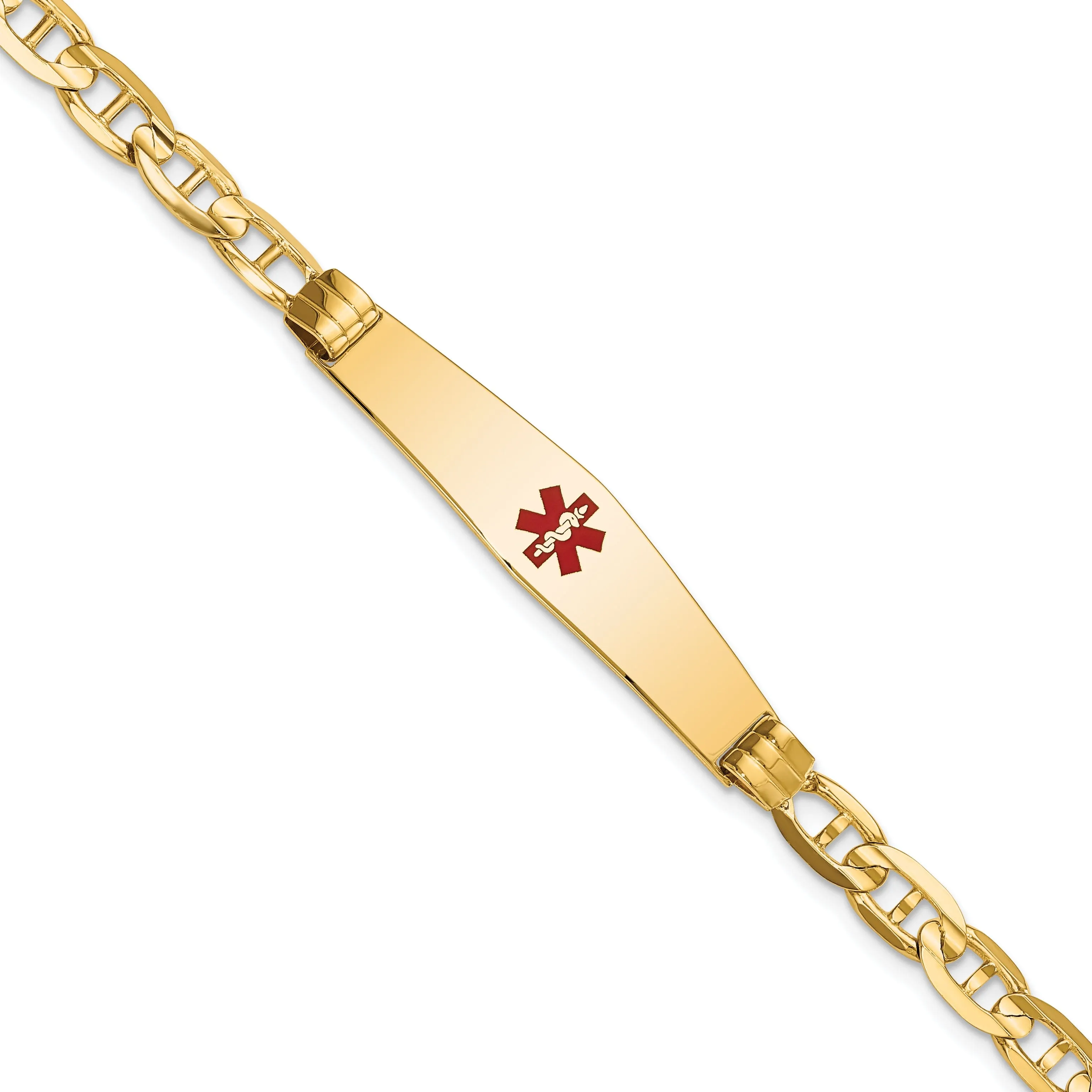 14K Yellow Gold Anchor Link Medical ID Bracelet