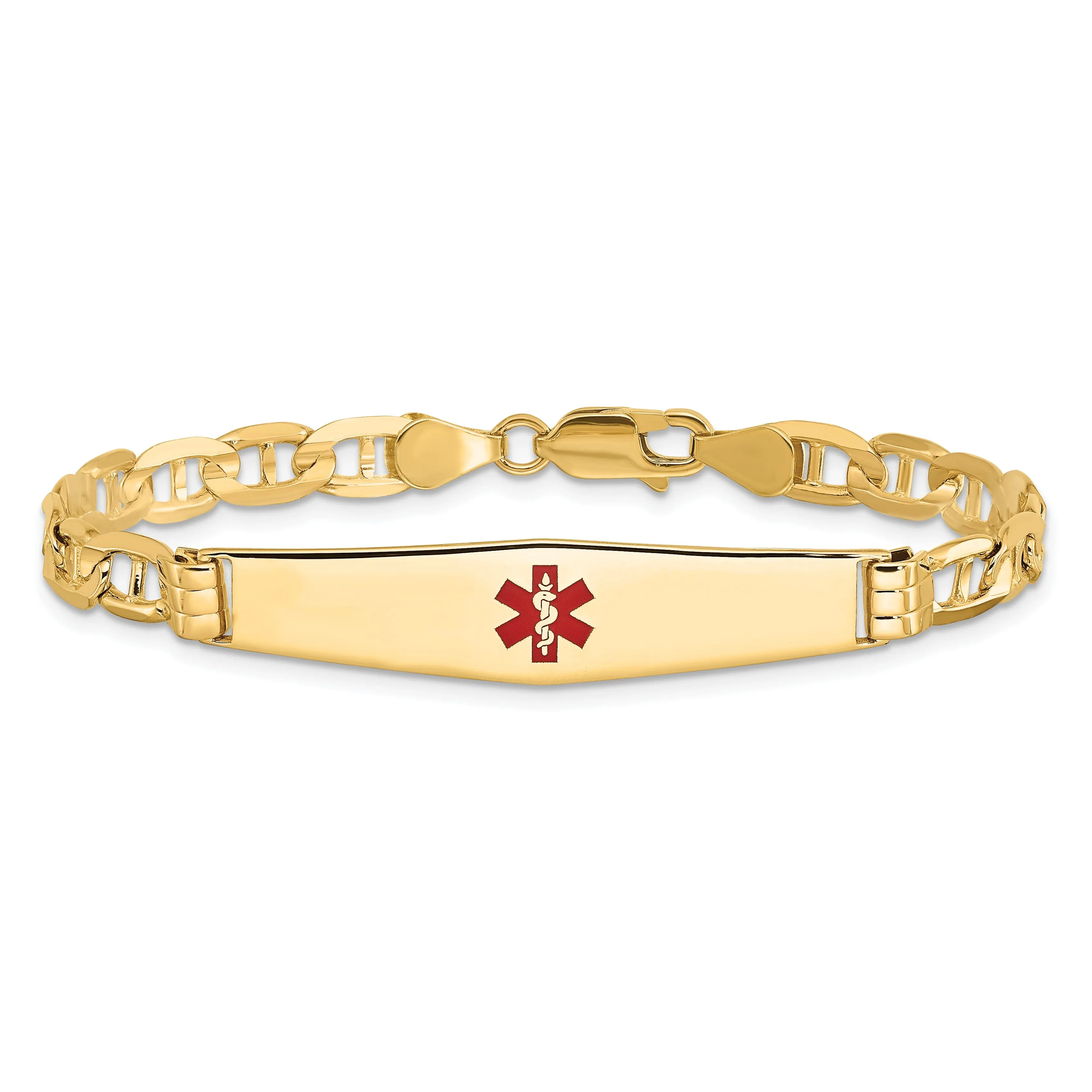 14K Yellow Gold Anchor Link Medical ID Bracelet