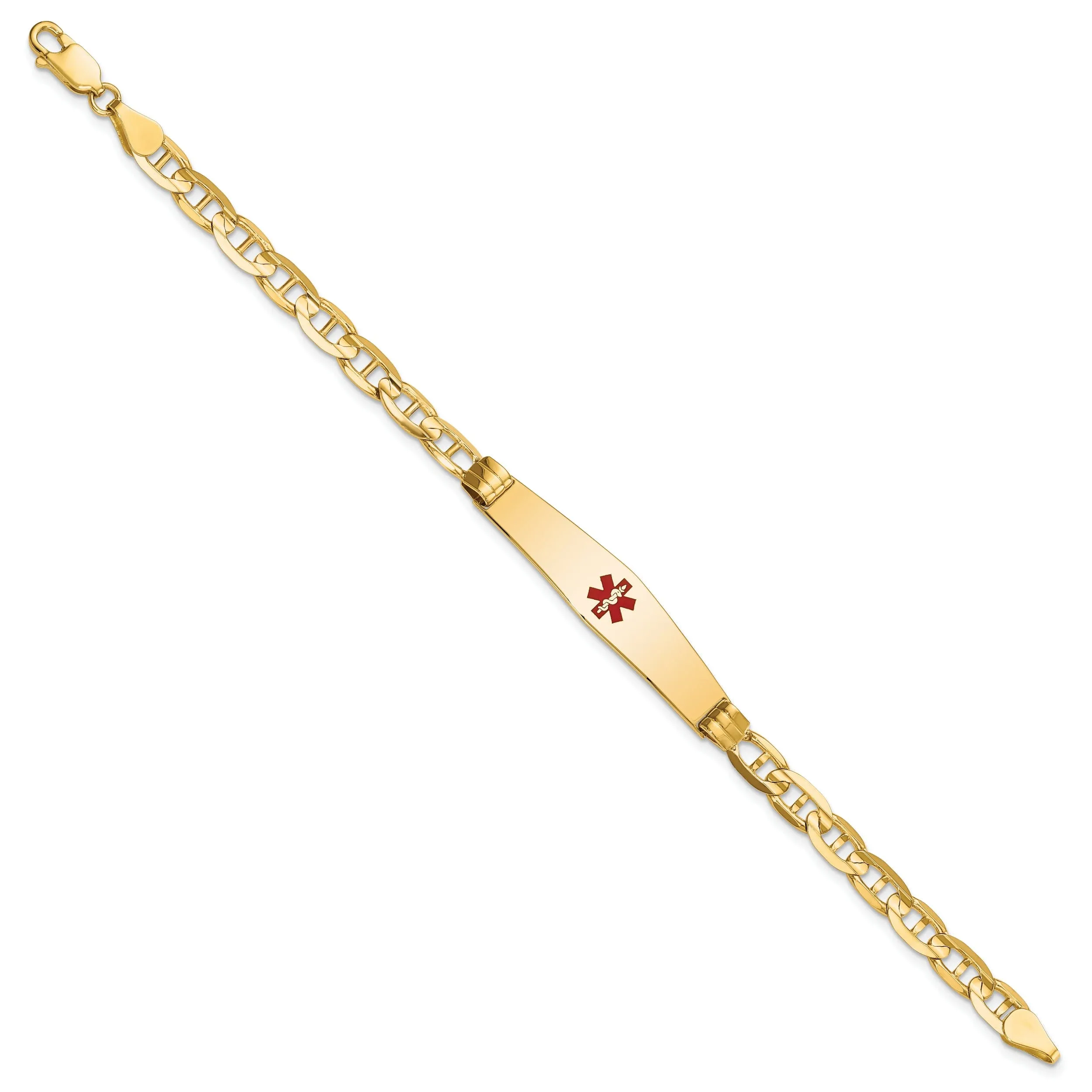 14K Yellow Gold Anchor Link Medical ID Bracelet