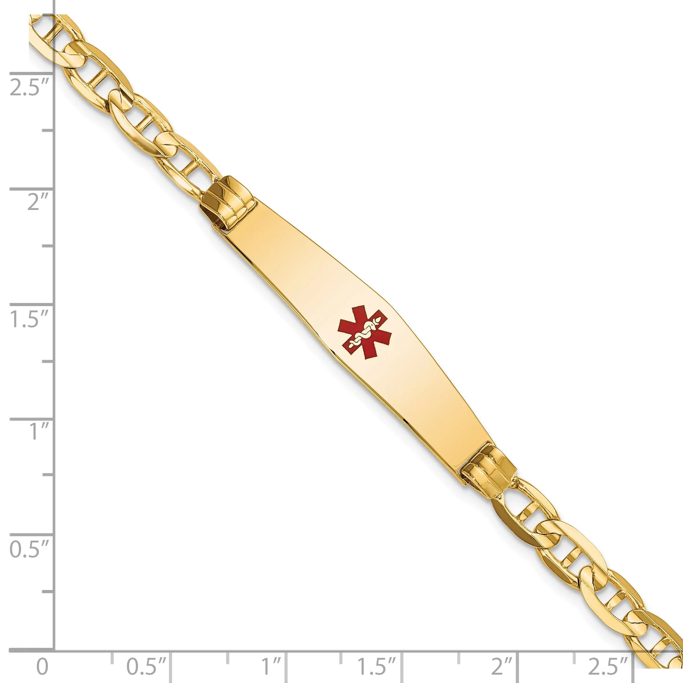 14K Yellow Gold Anchor Link Medical ID Bracelet