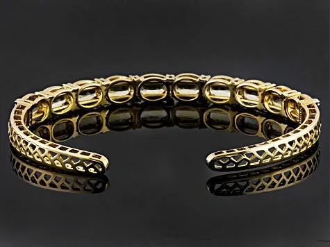 14K Yellow Gold over Sterling Silver 8 cts PERIDOT Cuff Bangle Bracelet (7 in)