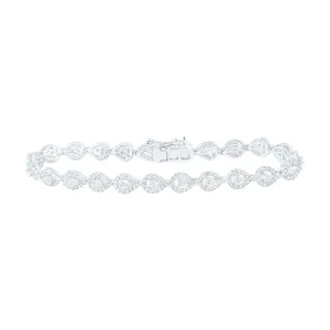 14kt White Gold Womens Pear Diamond Fashion Bracelet 3 Cttw