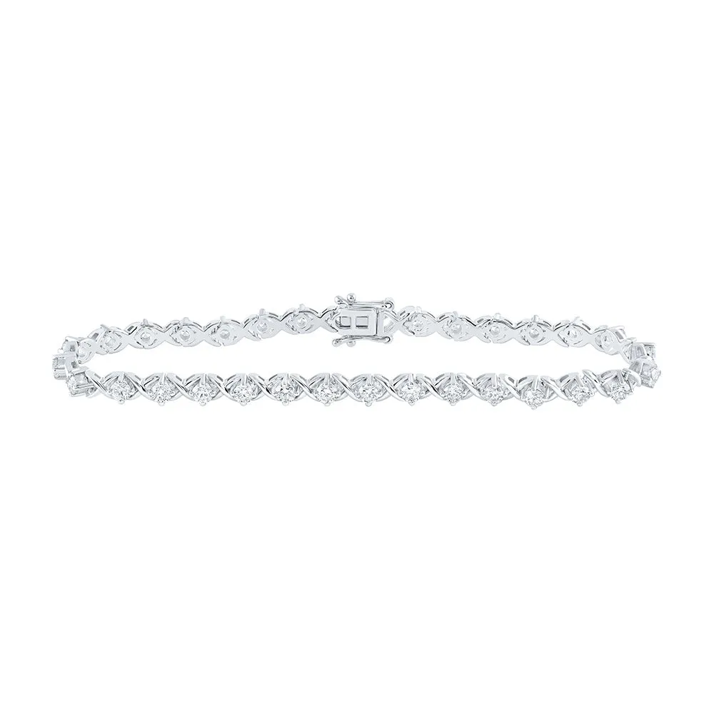 14kt White Gold Womens Round Diamond Fashion Bracelet 2-5/8 Cttw