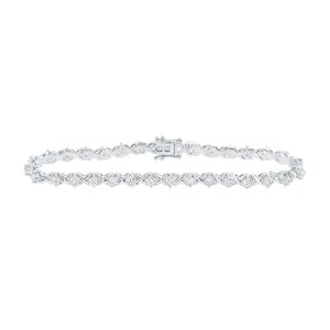14kt White Gold Womens Round Diamond Fashion Bracelet 2-5/8 Cttw