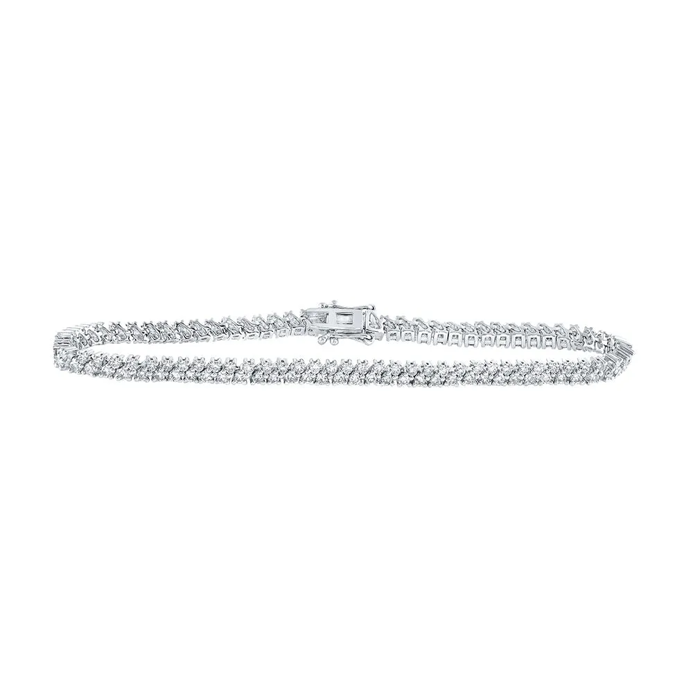 14kt White Gold Womens Round Diamond Tennis Bracelet 2-7/8 Cttw