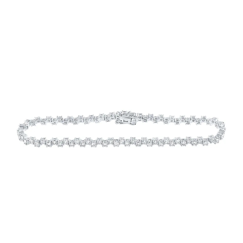 14kt White Gold Womens Round Diamond Tennis Bracelet 3-1/2 Cttw