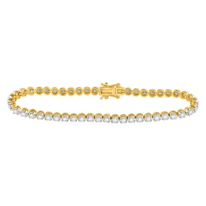 14kt Yellow Gold Womens Round Diamond Classic Tennis Bracelet 2 Cttw