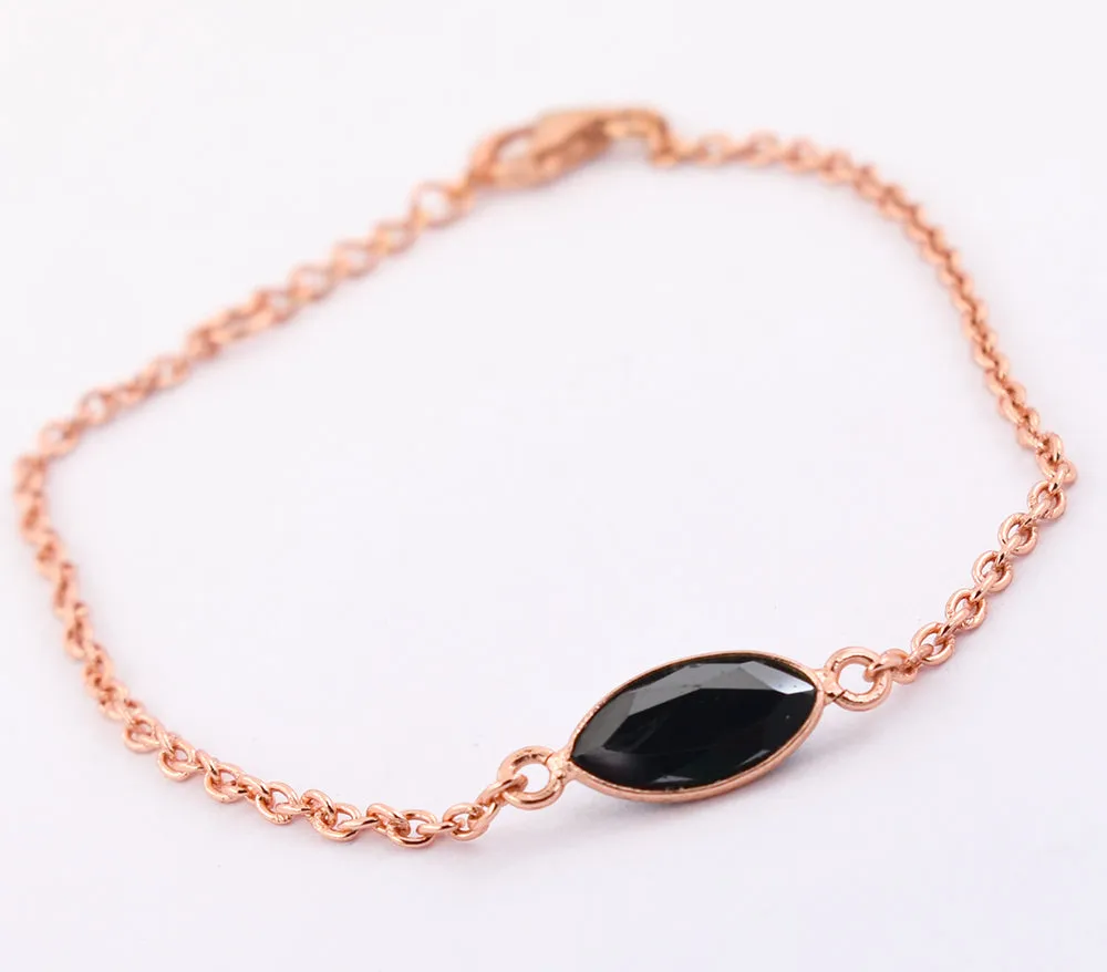 1.50 Ct Certified Marquise Cut Black Diamond Chain Bracelet In Bezel Setting. Very Elegant & Great Shine