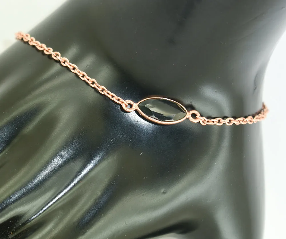 1.50 Ct Certified Marquise Cut Black Diamond Chain Bracelet In Bezel Setting. Very Elegant & Great Shine