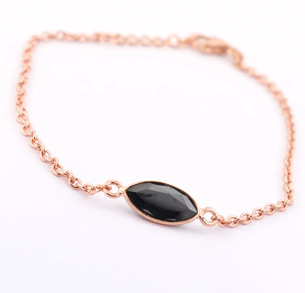 1.50 Ct Certified Marquise Cut Black Diamond Chain Bracelet In Bezel Setting. Very Elegant & Great Shine