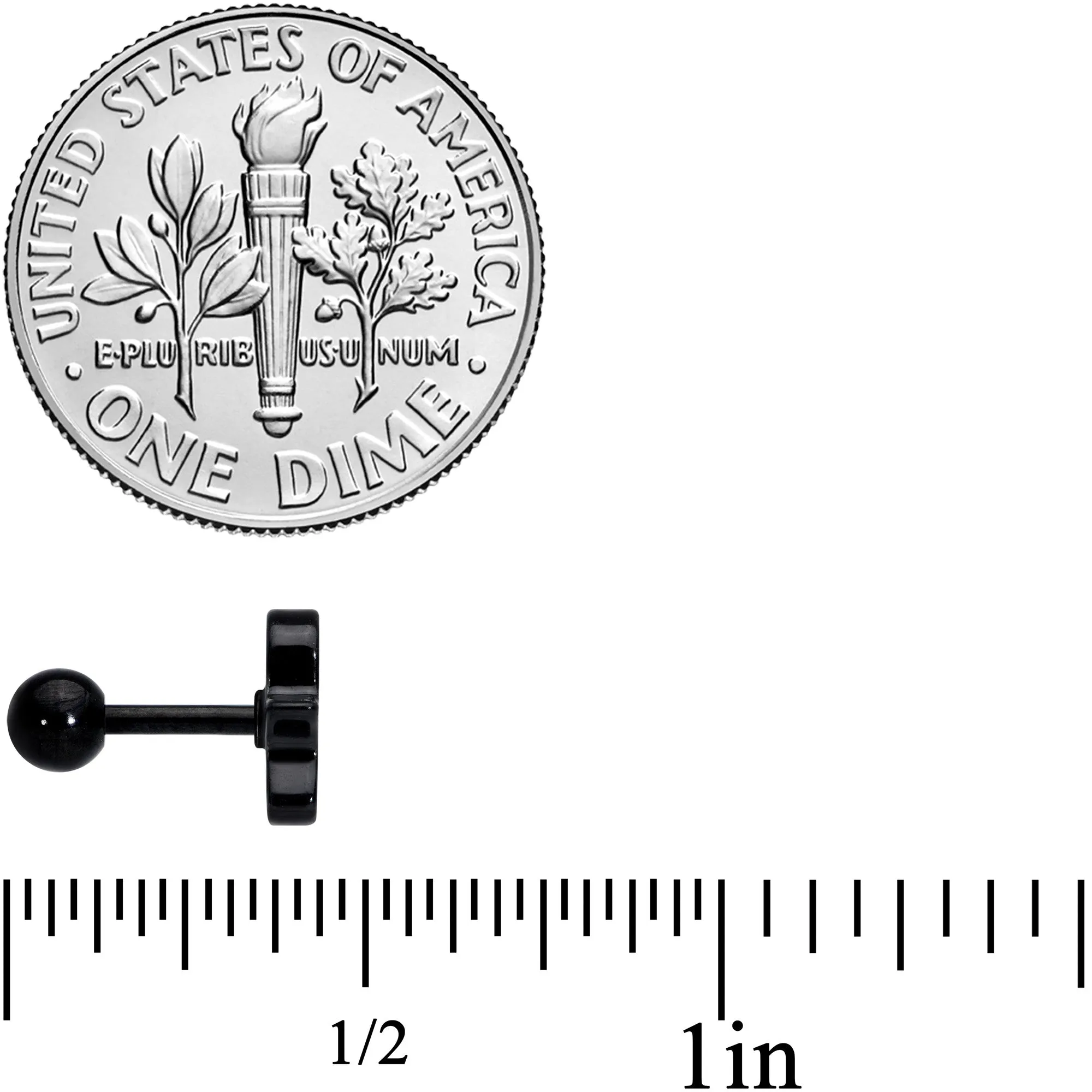 16 Gauge 1/4 Black Ghost Boo Halloween Cartilage Tragus Curation Set of 3
