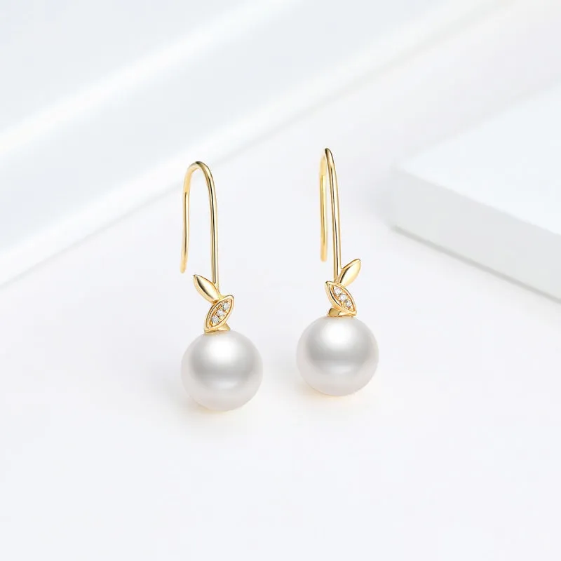 18K Natural 7.5-8mm Freshwater Pearl Earrings