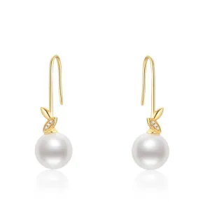 18K Natural 7.5-8mm Freshwater Pearl Earrings