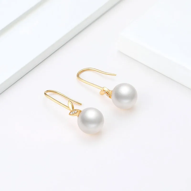18K Natural 7.5-8mm Freshwater Pearl Earrings