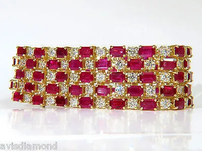 18KT GIA 55.25 NATURAL TOP GEM RUBY DIAMOND BRACELET HINGED BLOOD