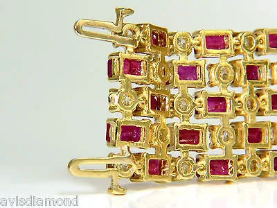 18KT GIA 55.25 NATURAL TOP GEM RUBY DIAMOND BRACELET HINGED BLOOD