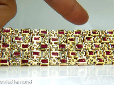18KT GIA 55.25 NATURAL TOP GEM RUBY DIAMOND BRACELET HINGED BLOOD