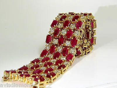 18KT GIA 55.25 NATURAL TOP GEM RUBY DIAMOND BRACELET HINGED BLOOD