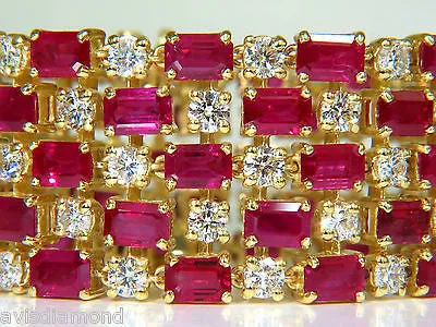 18KT GIA 55.25 NATURAL TOP GEM RUBY DIAMOND BRACELET HINGED BLOOD