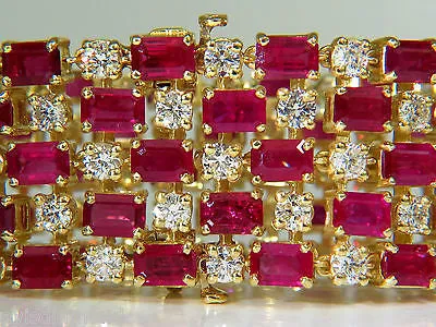 18KT GIA 55.25 NATURAL TOP GEM RUBY DIAMOND BRACELET HINGED BLOOD