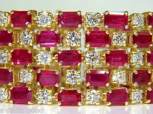 18KT GIA 55.25 NATURAL TOP GEM RUBY DIAMOND BRACELET HINGED BLOOD