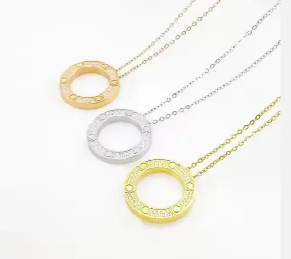 18" Fancy Inlaid Round Zirconia Stainless Steel Non Tarnish Pendant Necklace