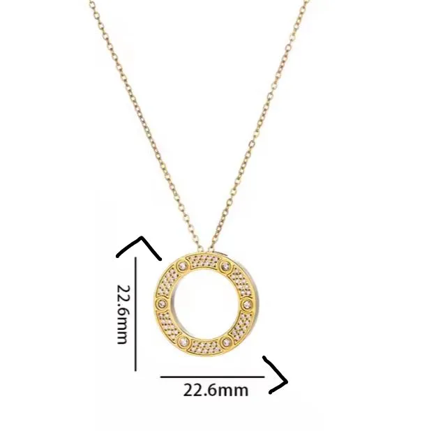 18" Fancy Inlaid Round Zirconia Stainless Steel Non Tarnish Pendant Necklace